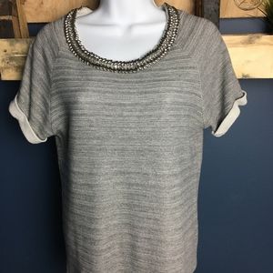 Jeweled Collar Short Sleeve Shirt